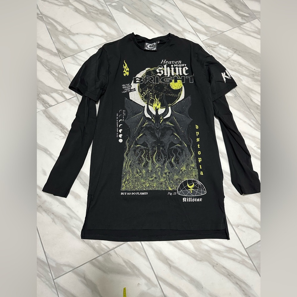 Killstar Longsleeve goth gothic satanic shirt moon print devil bat print graphic